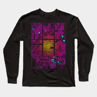 Mexico City Map Typography - Neon Long Sleeve T-Shirt